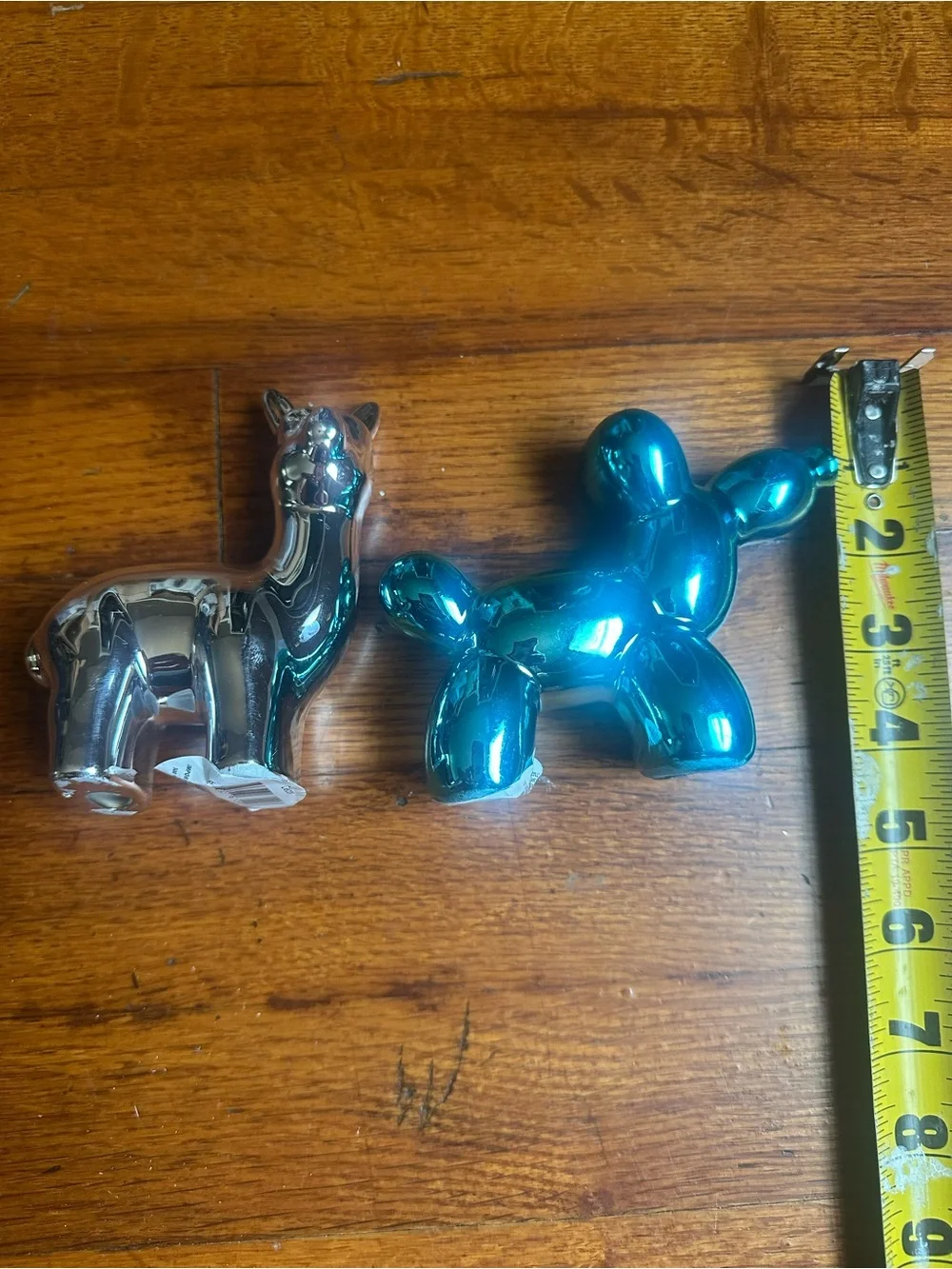 Decorative Metallic Balloon Dog and Llama Figurine Set - Blue & Silver
